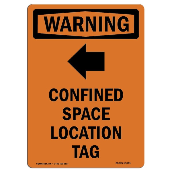 OSHA WARNING, Confined Space Location W/ Symbol, 5in X 3.5in Decal, 10PK, OS-WS-D-35-V-13041-10PK